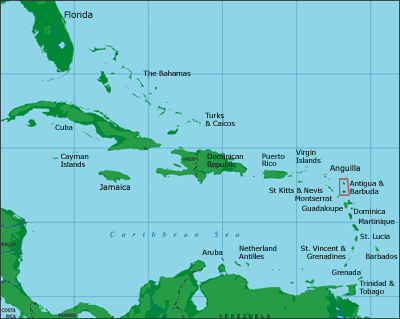 antigua barbuda map caribbean sea